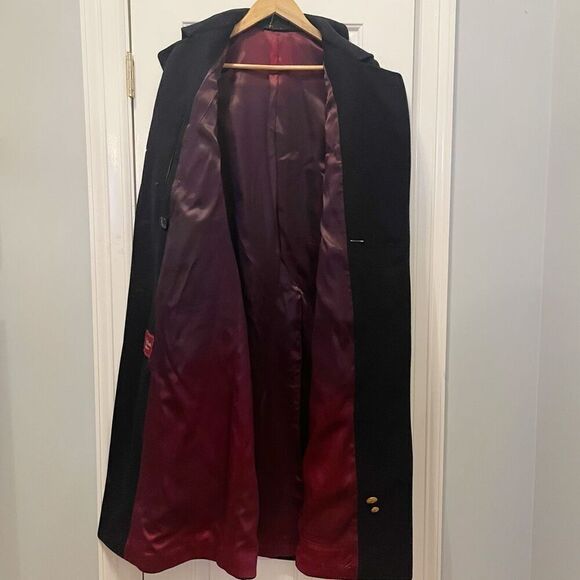 VTG 100% Wool Overcoat Navy Blue Womens Size 12 Double Breasted Quiet Luxury - Picture 7 of 8